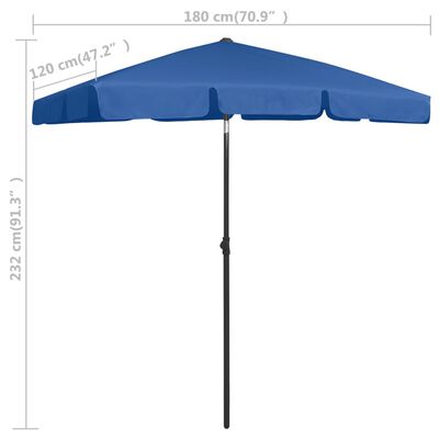 vidaXL Parasol plażowy, lazurowy, 180x120 cm