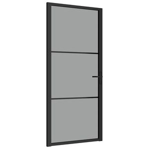 vidaXL Drzwi wewnętrzne, 93x201,5 cm, czarne, szkło ESG i aluminium