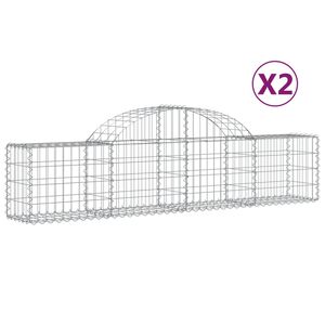 vidaXL Kosze gabionowe, 2 szt, 200x30x40/60 cm, galwanizowane żelazo