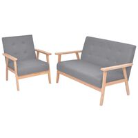 vidaXL Zestaw wypoczynkowy: sofa i fotel, materiałowy, jasnoszary