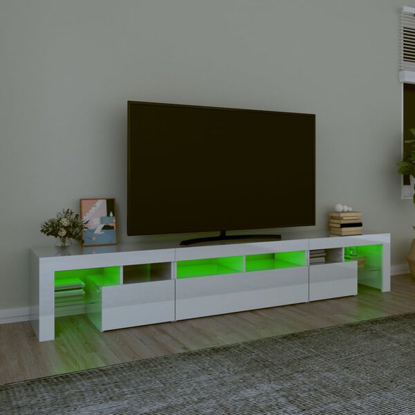 vidaXL Szafka pod TV z oświetleniem LED, biała, 230x36,5x40 cm