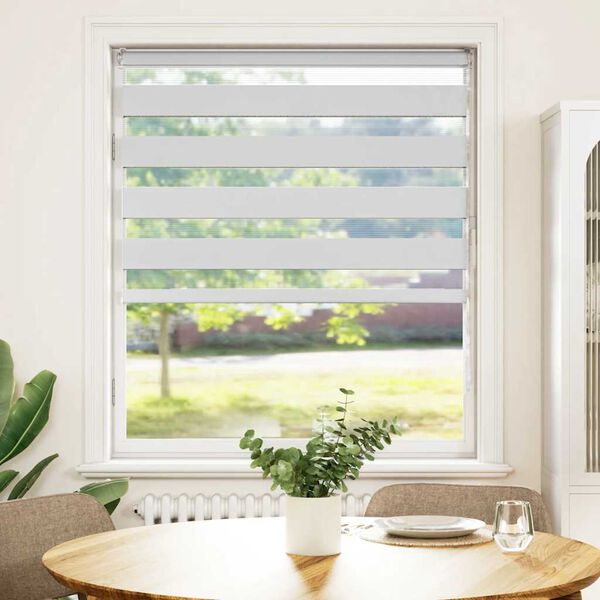 vidaXL Roleta zebra, biała, szerokość tkaniny 110,9 cm, poliester