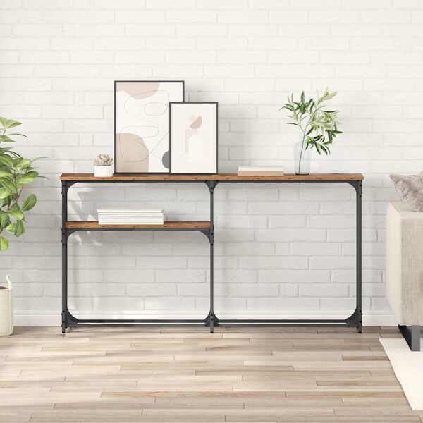 vidaXL StolikKonsolowy Stare drewno 145x22.5x75cm