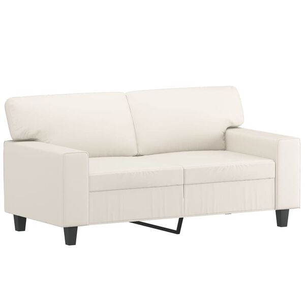 vidaXL 2-osobowa sofa z poduszkami, kremowa, 120 cm, sztuczna sk&oacute;ra