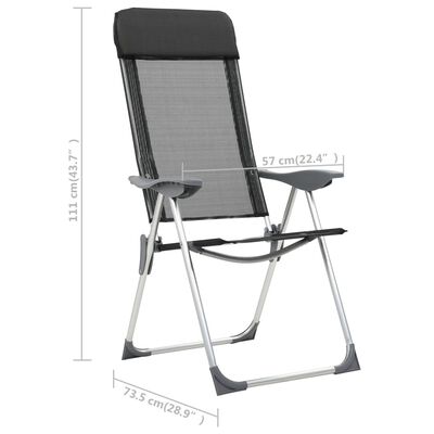 vidaXL Składane krzesła turystyczne, 2 szt., czarne, aluminiowe