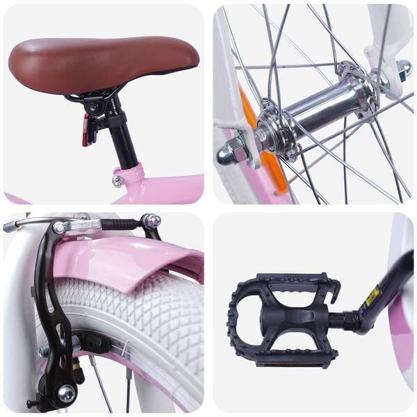 vidaXL Rower Dziecięcy 18 Cali dla dzieci w wieku 5-7 lat Jasny r&oacute;ż