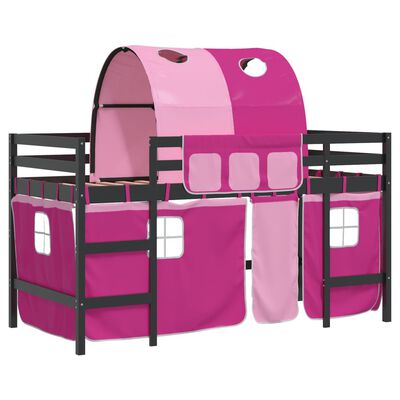 vidaXL Dziecięce łóżko na antresoli, z tunelem, różowe, 80x200 cm