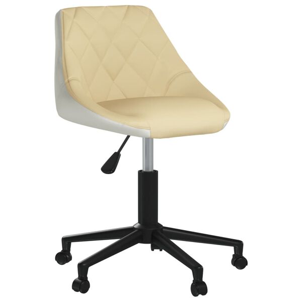 vidaXL Obrotowe krzesła stołowe, 2 szt., kremowo-białe, ekosk&oacute;ra