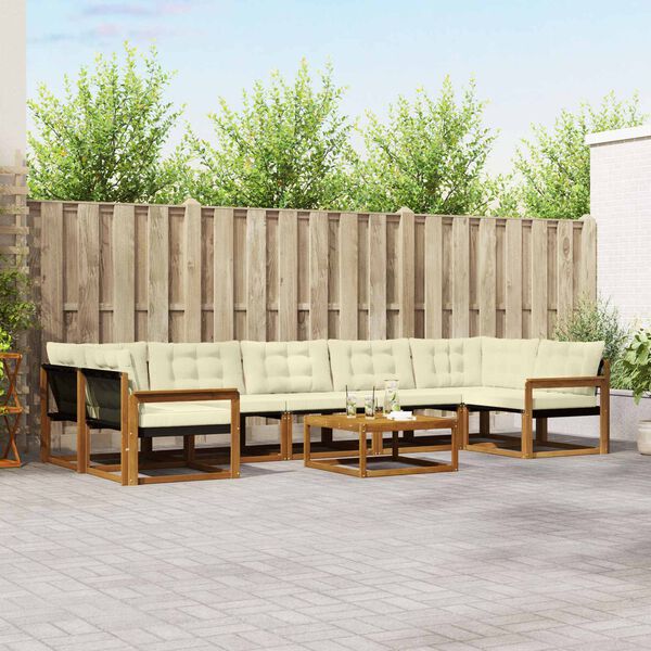 vidaXL Zestaw sof na zewnątrz z poduszką 8 pcs Naturalny i Kremowy