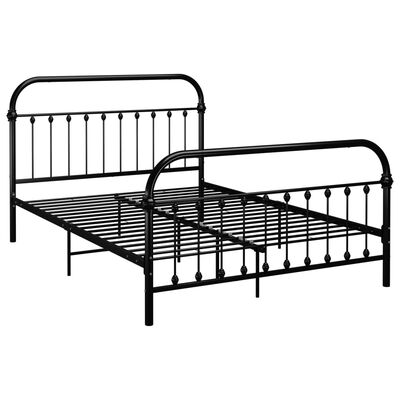 vidaXL Rama łóżka, czarna, metalowa, 140 x 200 cm