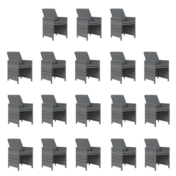 vidaXL 15-cz. zestaw mebli ogrodowych z poduszkami, polirattan, szary