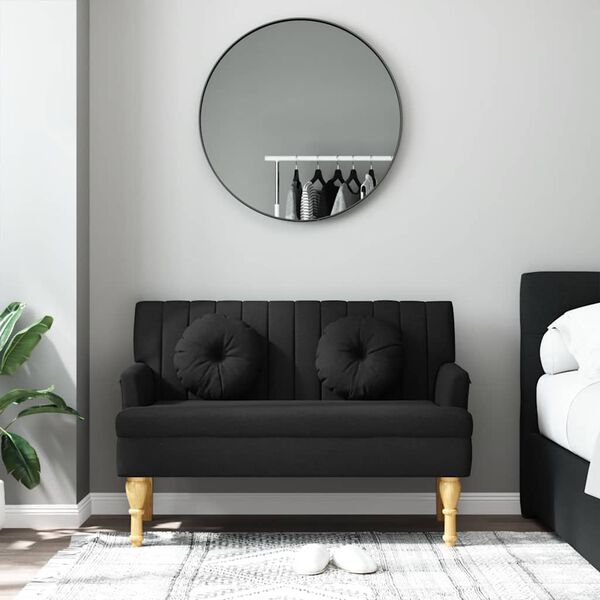 vidaXL Ławka z poduszkami, czarna, 113x64,5x75,5 cm, tkanina