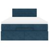 vidaXL Ł&oacute;żko otomana z materacem, ciemnoniebieska, 120x190 cm, aksamit
