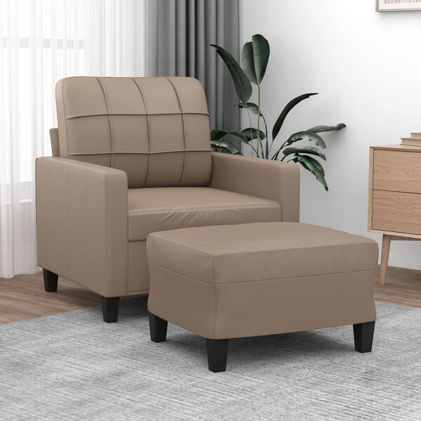 vidaXL Fotel z podn&oacute;żkiem, kolor cappuccino, 60 cm, sztuczna sk&oacute;ra
