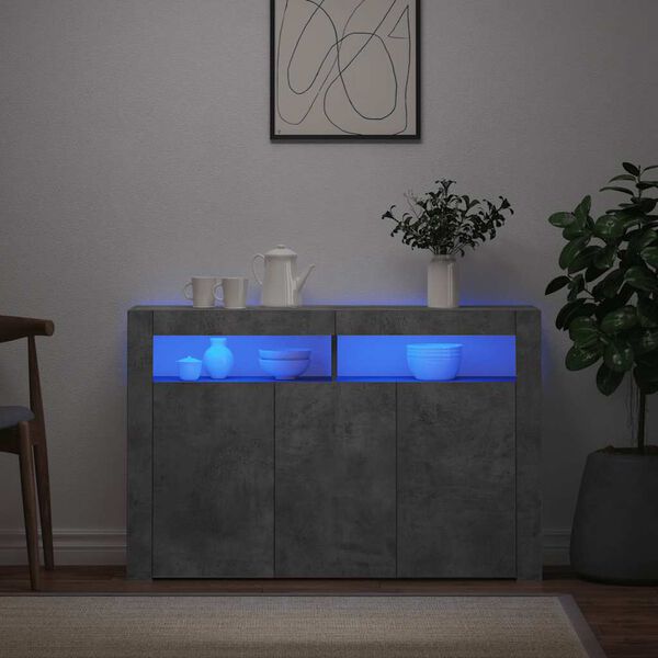 vidaXL Szafka z oświetleniem LED, szarość betonu, 115,5 x 30 x 75 cm