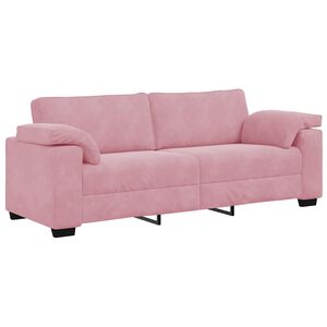 vidaXL Sofa 3-osobowa, r&oacute;żowa, 220x77x82 cm, aksamit