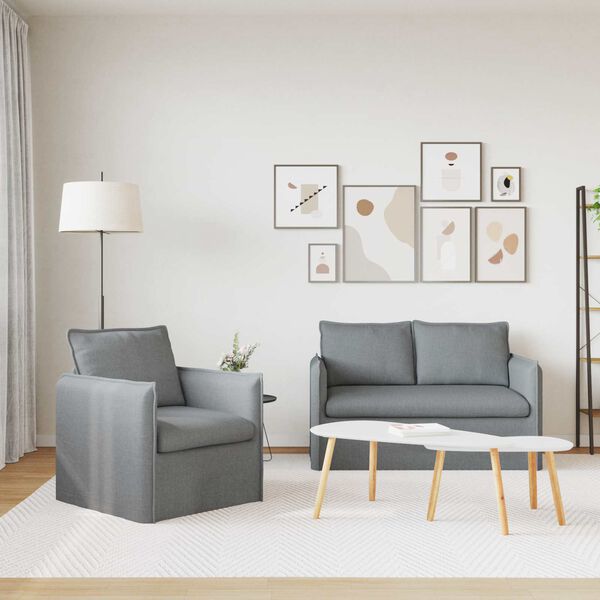 vidaXL Zestaw Sof 2 pcs Jasnoszary 136 x 82 x 85 cm tkanina