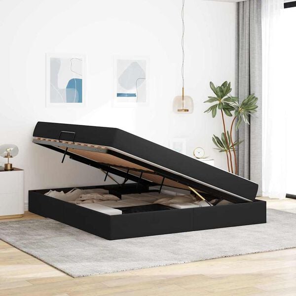 vidaXL Ł&oacute;żko z miejscem na przechowywanie i materacem Czarny