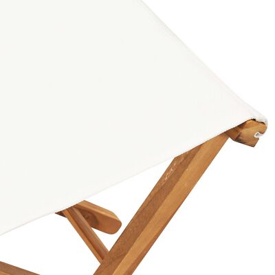 vidaXL Składane krzesła, 2 szt., lite drewno tekowe i tkanina, kremowe