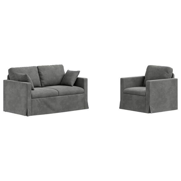 vidaXL Sofa 2 pcs Ciemnoszary 138 x 78 x 80 cm Aksamit