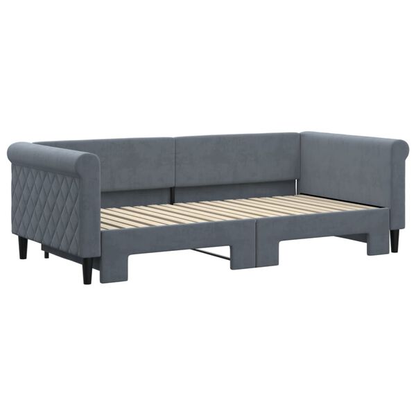 vidaXL Sofa rozsuwana, ciemnoszara, 90x190 cm, aksamit