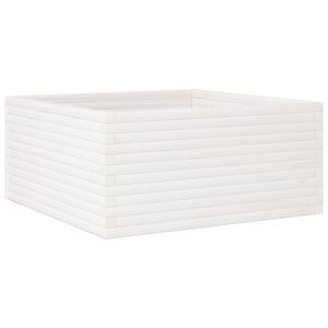 vidaXL Donica ogrodowa, biała, 100x100x46 cm, lite drewno sosnowe
