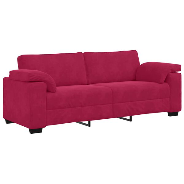 vidaXL Sofa 3-osobowa, kolorze czerwonego wina, 220x77x82 cm, aksamit