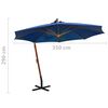 vidaXL Parasol ogrodowy wiszący, jodłowy słupek, niebieski, 3,5x2,9 m