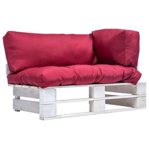 vidaXL Sofa ogrodowa z palet z czerwonymi poduszkami, sosna
