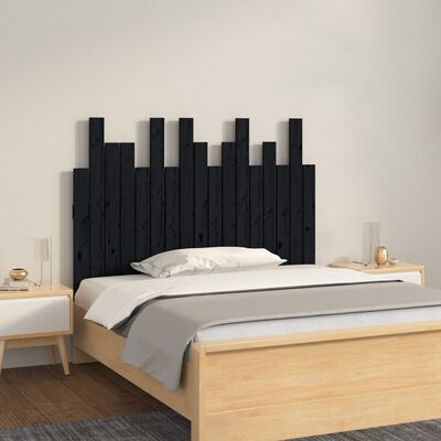 vidaXL Wezgłowie łóżka, czarne, 108x3x80 cm, lite drewno sosnowe
