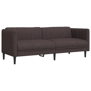 vidaXL Sofa 3-osobowa, ciemnobrązowa, tapicerowana tkaniną