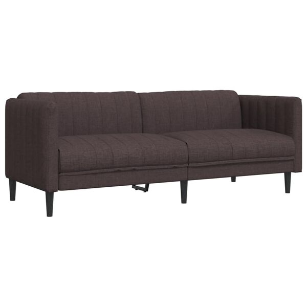 vidaXL Sofa 3-osobowa, ciemnobrązowa, tapicerowana tkaniną