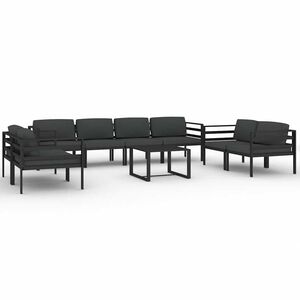 vidaXL 9-cz. zestaw mebli ogrodowych, poduszki, aluminium, antracyt