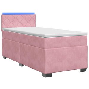 vidaXL Ł&oacute;żko Box Spring z materacem i LED r&oacute;żowy 80 x 200 cm Welur