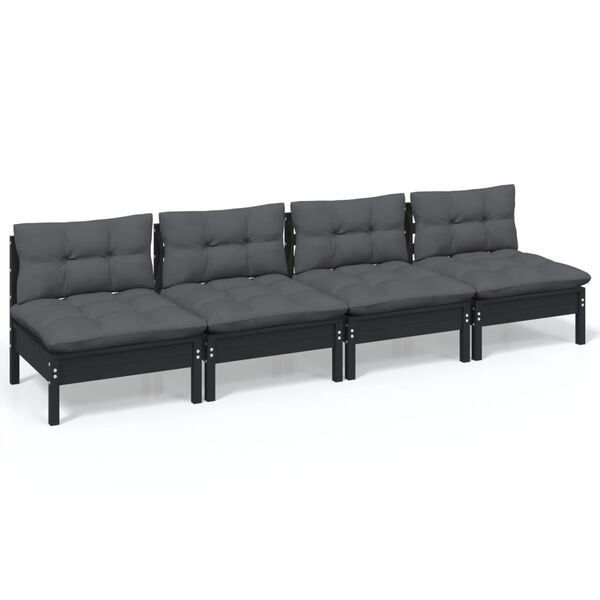 vidaXL 4-osobowa sofa ogrodowa z antracytowymi poduszkami, sosnowa