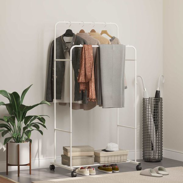 vidaXL Wieszak na Ubrania Gładki Biały 80 x 53 x 156 cm