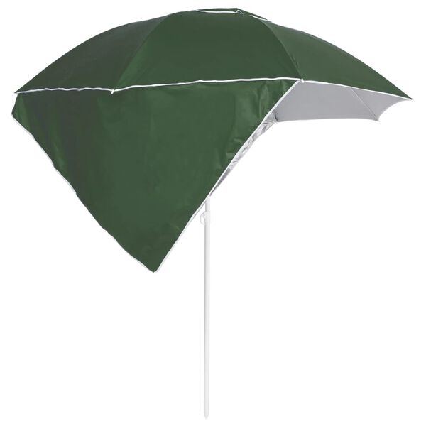 vidaXL Parasol plażowy ze ściankami bocznymi, zielony, 215 cm