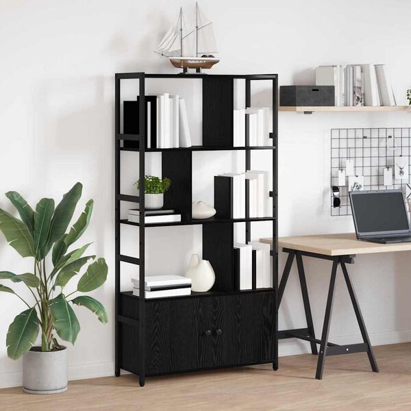 vidaXL P&oacute;łka na książki Czarny Dąb 80 x 30 x 155,5 cm