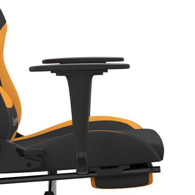 vidaXL Fotel gamingowy z podnóżkiem i masażem, czarno-pomarańczowy