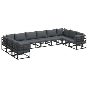 vidaXL Zestaw Sof na Ogr&oacute;d 10 szt. Czarny Aluminium
