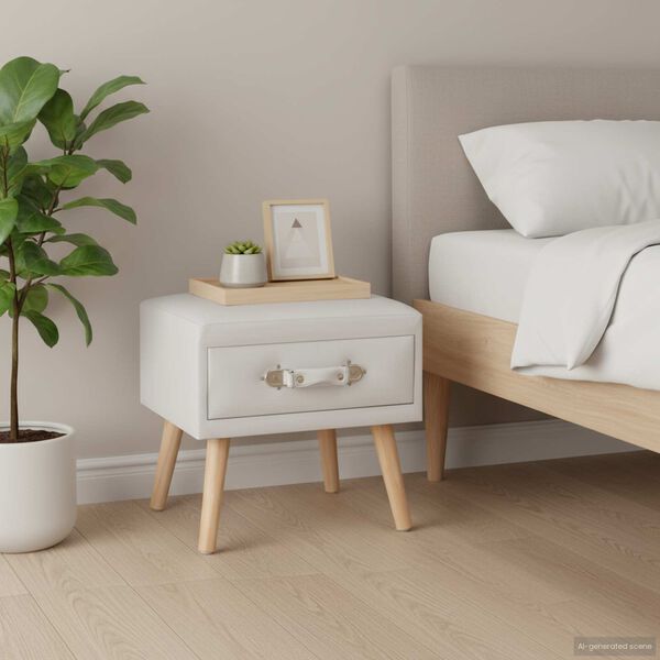 vidaXL Szafka nocna, biała, 40x35x40 cm, sztuczna skóra