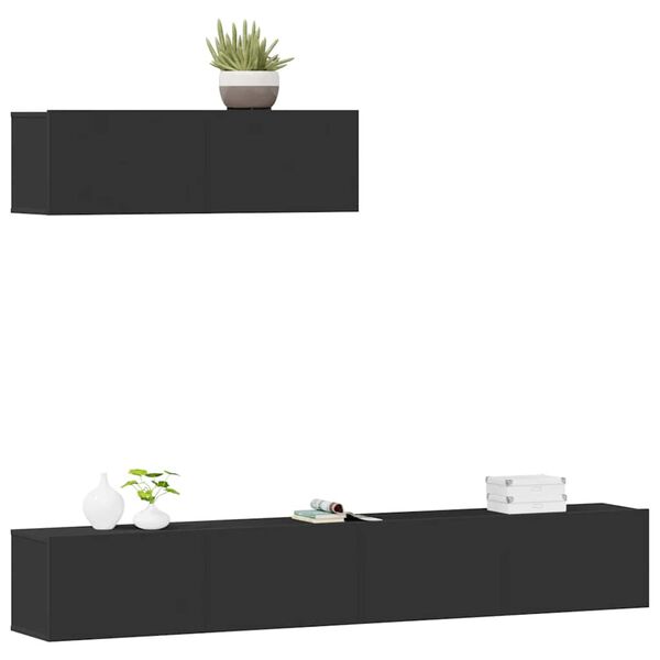 vidaXL 3-częściowy zestaw szafek telewizyjnych, czarny