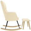 vidaXL Fotel bujany z podnóżkiem, kremowy, obity tkaniną