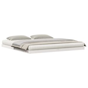 vidaXL Rama ł&oacute;żka podłogowego Biały 200 x 220 cm Lite drewno sosnowe