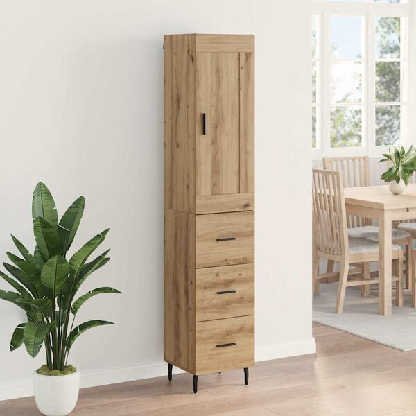vidaXL Highboard z szufladą Dąb rzemieślniczy 34,5 x 34 x 180 cm