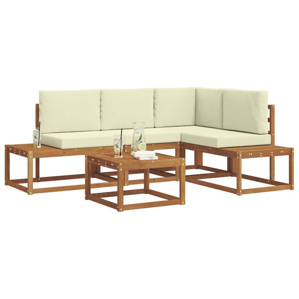 vidaXL Zestaw sof na zewnątrz z poduszką 5 Sztuka Naturalny i Kremowy