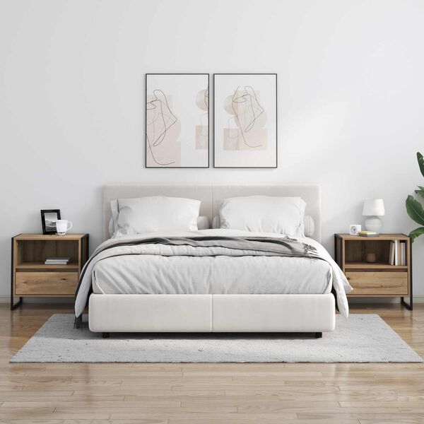 vidaXL Stolik nocny z szufladą Dąb rzemieślniczy 50 x 39,5 x 50 cm