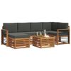 vidaXL Zestawy sof 7 pcs Naturalny i Antracytowy Lite Drewno Akacji