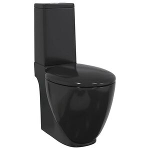 vidaXL Ceramiczna toaleta ze spłuczką, okrągła, odpływ pionowy, czarna