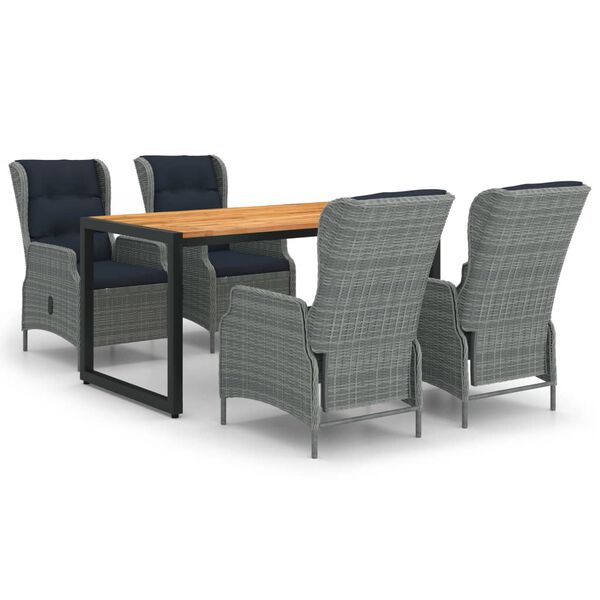 vidaXL 5-częściowy zestaw mebli ogrodowych, jasnoszary